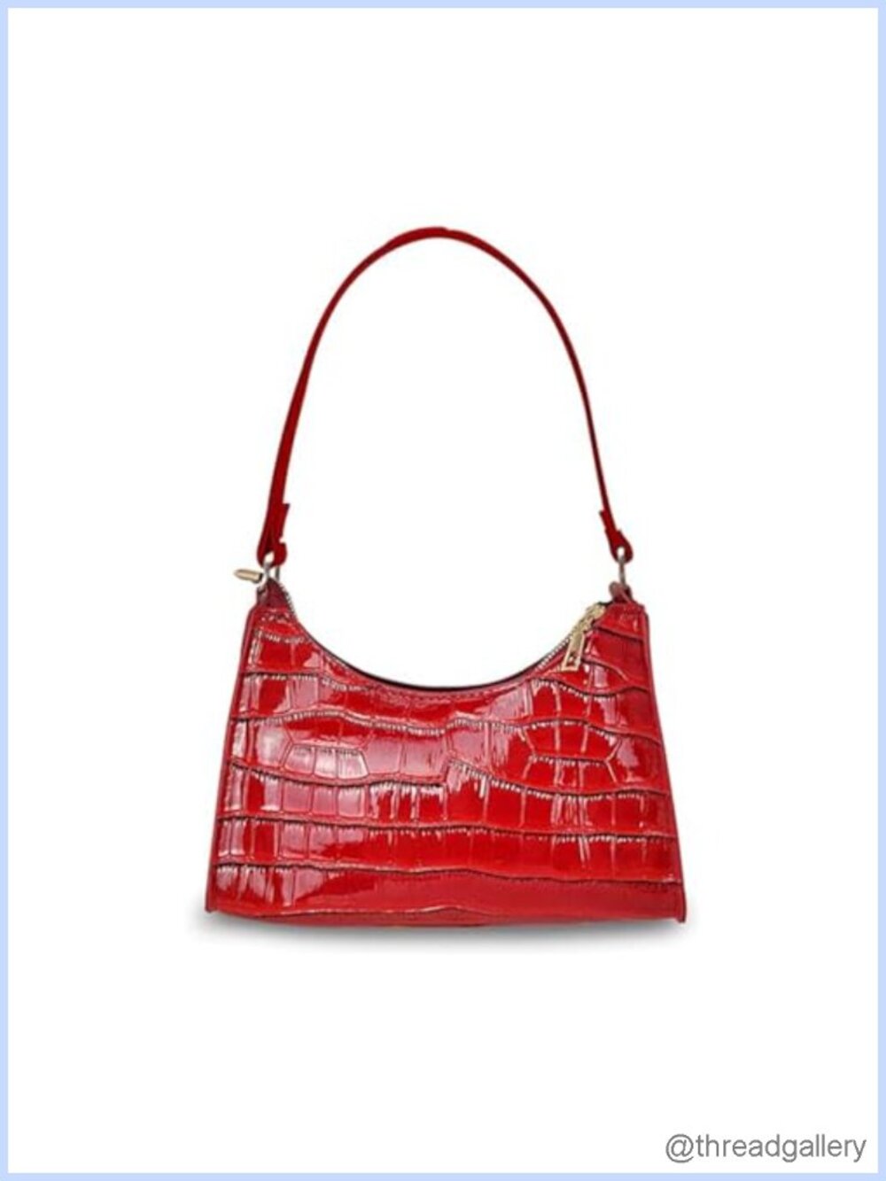 Small Leather Shoulder Handbag with Zipper Crescent Hobo Purse for Women